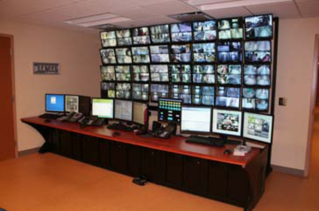 Command Center Video Matrix in a hospital security center
