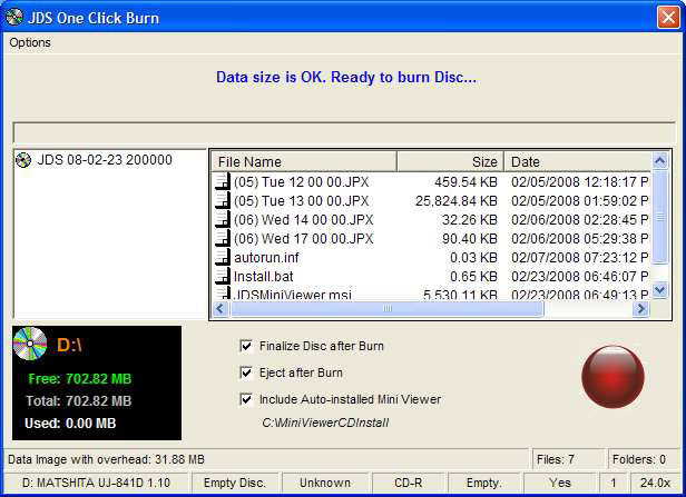 One Click Burn Utilityfor CD/DVD Creation