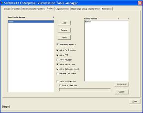 Table Manager: Set user access rights for Viewstation
